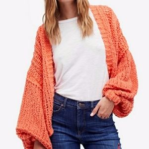 Free People Orange Chunky Knit Cardigan